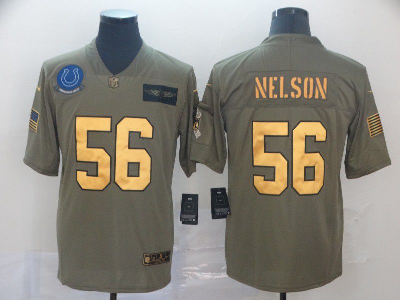 Men Indianapolis Colts #56 Nelson Gold Nike Olive Salute To Service Limited NFL Jersey->minnesota vikings->NFL Jersey